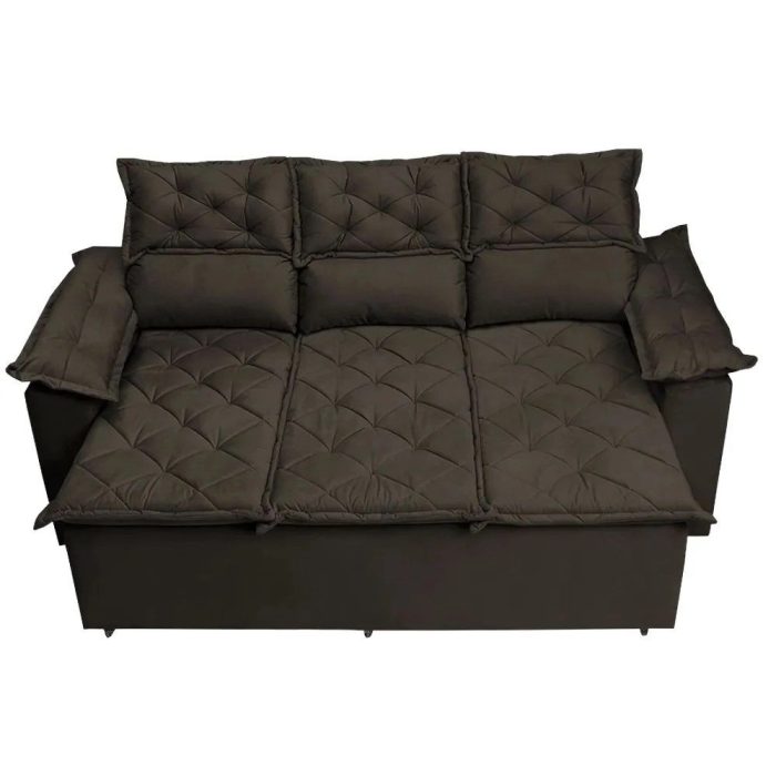 Sofá 3 Lugares Retrátil e Reclinável Cama inBox Compact 2,00m Velusoft Café - Imagem 2