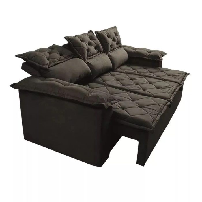 Sofá 3 Lugares Retrátil e Reclinável Cama inBox Compact 2,00m Velusoft Café - Imagem 3