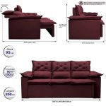 Sofá 3 Lugares Retrátil e Reclinável Cama inBox Compact 2,00m Velusoft Vinho - Imagem 2