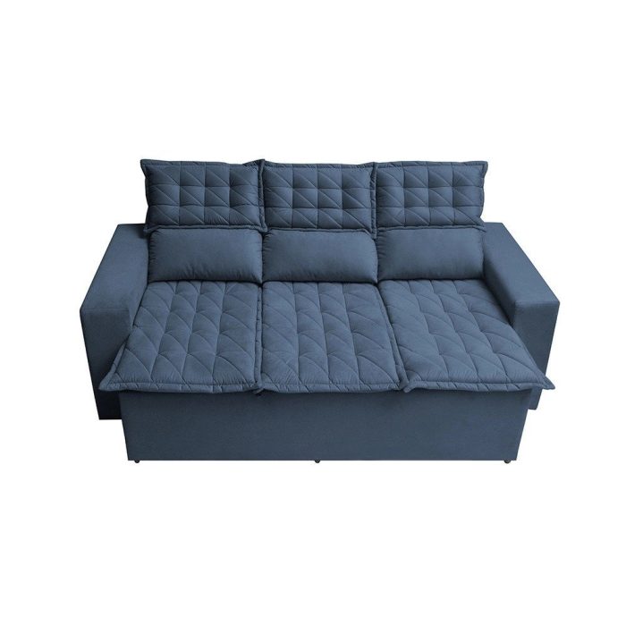 Sofá 3 Lugares Retrátil e Reclinável Cama inBox Slim 2,00m Velusoft Azul - Imagem 4