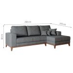 Sofá 4 Lugares Belgrado com Chaise Direito Linho Cinza 250 cm - Imagem 2