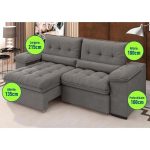 Sofá Arezzo Retrátil/reclinável 4 Lugares Suede Cinza 2,15m – Xflex Sofás - Imagem 3