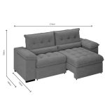 Sofá Arezzo Retrátil/reclinável 4 Lugares Suede Cinza 2,15m – Xflex Sofás - Imagem 4