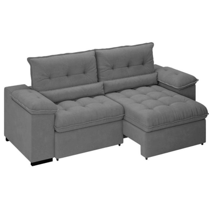 Sofá Arezzo Retrátil/reclinável 4 Lugares Suede Cinza 2,15m – Xflex Sofás - Imagem 1