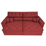 Sofá Austin 2,62m Retrátil, Reclinável com Molas no Assento e Almofadas, Suede Vermelho Cama inBox - Imagem 4