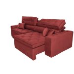 Sofá Austin 2,62m Retrátil, Reclinável com Molas no Assento e Almofadas, Suede Vermelho Cama inBox - Imagem 5