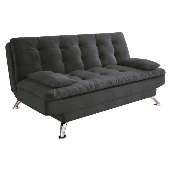 Sofá-Cama 3 Lugares Casal Premium Suede Cinza - Imagem 1