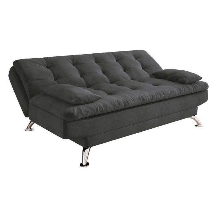 Sofá-Cama 3 Lugares Casal Premium Suede Cinza - Imagem 5