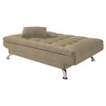 Sofá-Cama 3 Lugares Casal Premium Suede Velvet Bege - Imagem 5