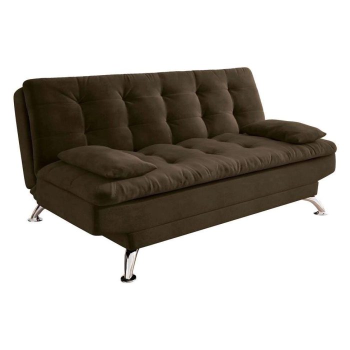 Sofá-Cama 3 Lugares Casal Premium ii Suede Café - Imagem 1