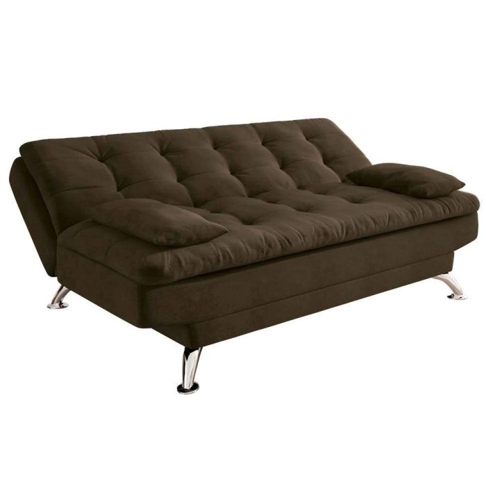 Sofá-Cama 3 Lugares Casal Premium ii Suede Café - Imagem 3