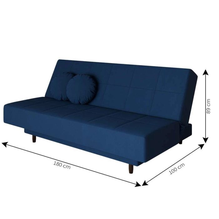 Sofá-Cama Casal 3 Lugares Jimmy Suede Azul Marinho - Imagem 3