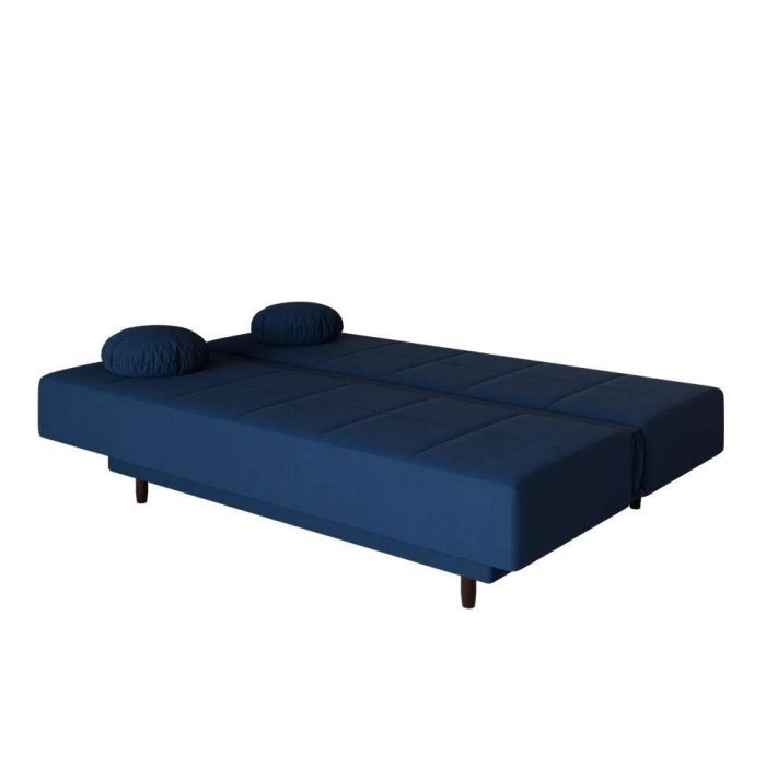 Sofá-Cama Casal 3 Lugares Jimmy Suede Azul Marinho - Imagem 4
