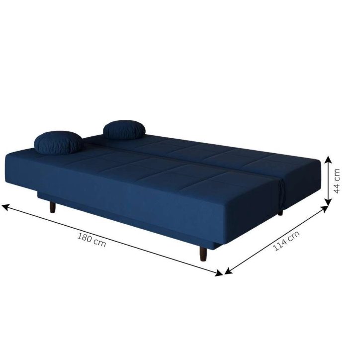 Sofá-Cama Casal 3 Lugares Jimmy Suede Azul Marinho - Imagem 5