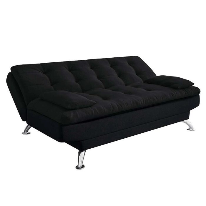 Sofá-Cama Casal 3 Lugares Premium Suede Pés de Metal Preto - Imagem 3