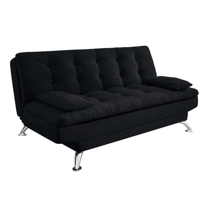 Sofá-Cama Casal 3 Lugares Premium Suede Pés de Metal Preto - Imagem 1