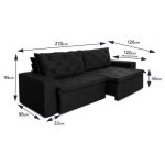 Sofá Cama Retrátil Reclinável 2,70m Bangkok Suede Velut Preto molas no Assento – King House - Imagem 3