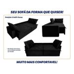 Sofá Cama Retrátil Reclinável 2,70m Bangkok Suede Velut Preto molas no Assento – King House - Imagem 2