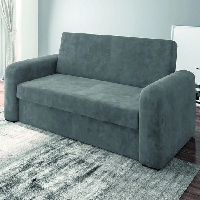 Sofá Cama Versátil 2 Lugares Veludo Selmer Cinza - Imagem 2