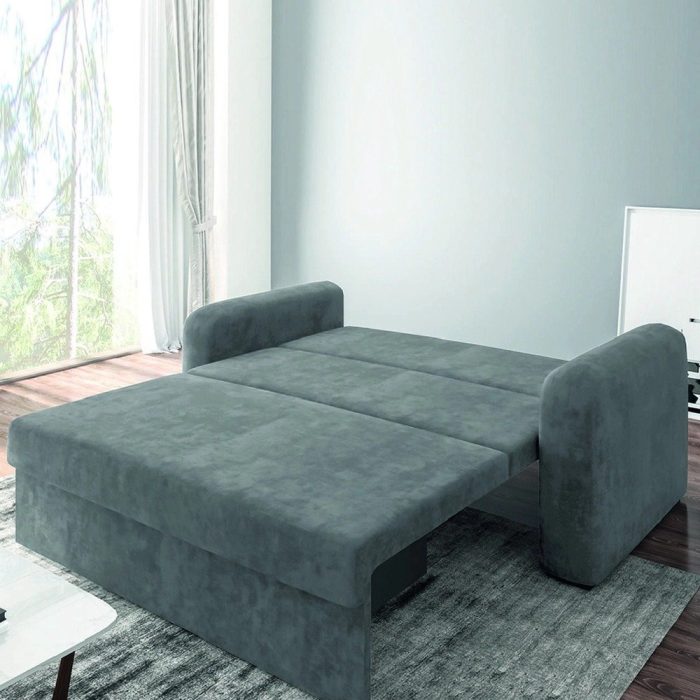 Sofá Cama Versátil 2 Lugares Veludo Selmer Cinza - Imagem 3