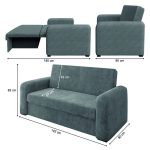 Sofá Cama Versátil 2 Lugares Veludo Selmer Cinza - Imagem 4