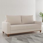 Sofá Living Palazo 1,80m Linho Amêndoa Viero - Imagem 2