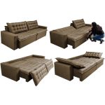 Sofá Retrátil Reclinável E Cama 2,75m Cama Inbox Flex Suede Velusoft Castor - Imagem 2