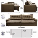 Sofá Retrátil Reclinável E Cama 2,75m Cama Inbox Flex Suede Velusoft Castor - Imagem 4