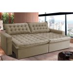 Sofá Retrátil Reclinável E Cama 2,95m Cama Inbox Flex Suede Velusoft Bege