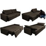 Sofá Retrátil Reclinável E Cama 2,95m Cama Inbox Flex Suede Velusoft Café - Imagem 2