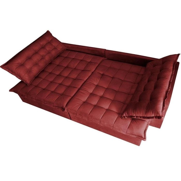 Sofá Retrátil Reclinável E Cama 2,95m Cama Inbox Flex Suede Velusoft Vermelho - Imagem 5