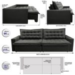 Sofá Retrátil Reclinável e Cama 2,15m Cama inBox Flex Suede Velusoft Cinza - Imagem 3