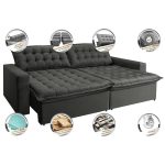 Sofá Retrátil Reclinável e Cama 2,15m Cama inBox Flex Suede Velusoft Cinza - Imagem 4