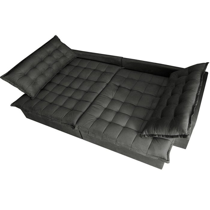 Sofá Retrátil Reclinável e Cama 2,15m Cama inBox Flex Suede Velusoft Cinza - Imagem 5