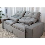 Sofá Retrátil e Reclinável 1,50m c/ 02 Módulos em Tecido Suede Cinza