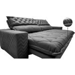 Sofá Retrátil e Reclinável 2,35m Molas Ensacadas Cama inBox Spazus com Bordado 3D Velusoft Cinza - Imagem 4
