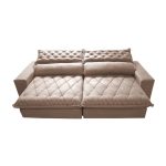 Sofá Retrátil e Reclinável 2,75m Molas Ensacadas Cama inBox Spazus com Bordado 3D Velusoft Bege - Imagem 4