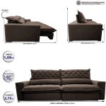 Sofá Retrátil e Reclinável 2,75m Molas Ensacadas Cama inBox Spazus com Bordado 3D Velusoft Café - Imagem 2