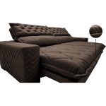 Sofá Retrátil e Reclinável 2,75m Molas Ensacadas Cama inBox Spazus com Bordado 3D Velusoft Café - Imagem 4