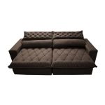 Sofá Retrátil e Reclinável 2,75m Molas Ensacadas Cama inBox Spazus com Bordado 3D Velusoft Café - Imagem 5
