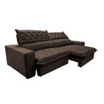Sofá Retrátil e Reclinável 2,75m Molas Ensacadas Cama inBox Spazus com Bordado 3D Velusoft Café - Imagem 7