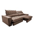 Sofá Retrátil e Reclinável 2,75m Molas Ensacadas Cama inBox Spazus com Bordado 3D Velusoft Castor - Imagem 6