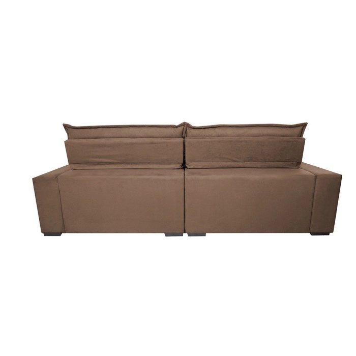 Sofá Retrátil e Reclinável 2,75m Molas Ensacadas Cama inBox Spazus com Bordado 3D Velusoft Castor - Imagem 7