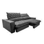 Sofá Retrátil e Reclinável 2,75m Molas Ensacadas Spazus com Bordado 3D Velusoft Cinza - Imagem 6