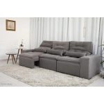 Sofá Retrátil e Reclinável 2,75m c 05 Lugares em Tecido Suede Cinza - Imagem 3