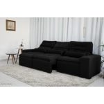 Sofá Retrátil e Reclinável 2,75m c/ 05 Lugares em Tecido Suede Preto - Imagem 2