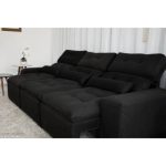 Sofá Retrátil e Reclinável 2,75m c/ 05 Lugares em Tecido Suede Preto - Imagem 3