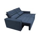 Sofá Retrátil e Reclinável Cama inBox Slim 1,50m Tecido Suede Velusoft Azul - Imagem 4