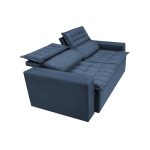 Sofá Retrátil e Reclinável Cama inBox Slim 1,50m Tecido Suede Velusoft Azul - Imagem 5