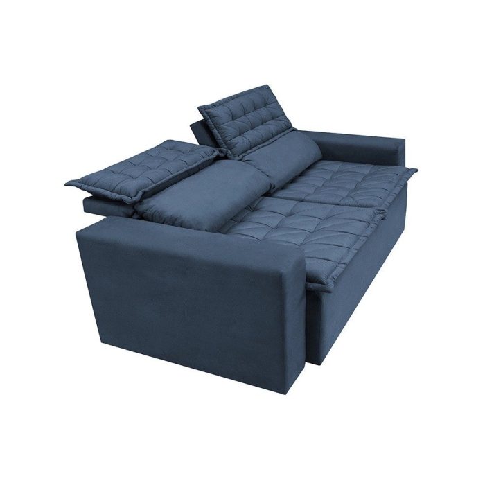 Sofá Retrátil e Reclinável Cama inBox Slim 1,50m Tecido Suede Velusoft Azul - Imagem 5